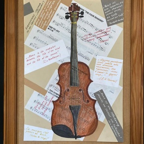 Violin Collage with Music Quotes – Classical Music Wall Art, Inspirational Home Decor